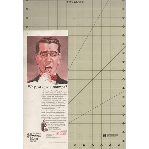 1955 Pitney Bowes Postage Meter Vintage Print Ad Mid Century Modern Office Decor - Picture 2 of 3